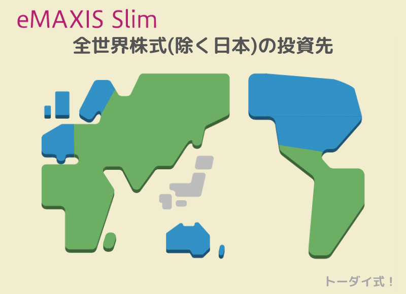 eMAXIS Slim全世界株式（除く日本）は日本株を除いた全世界に投資できる