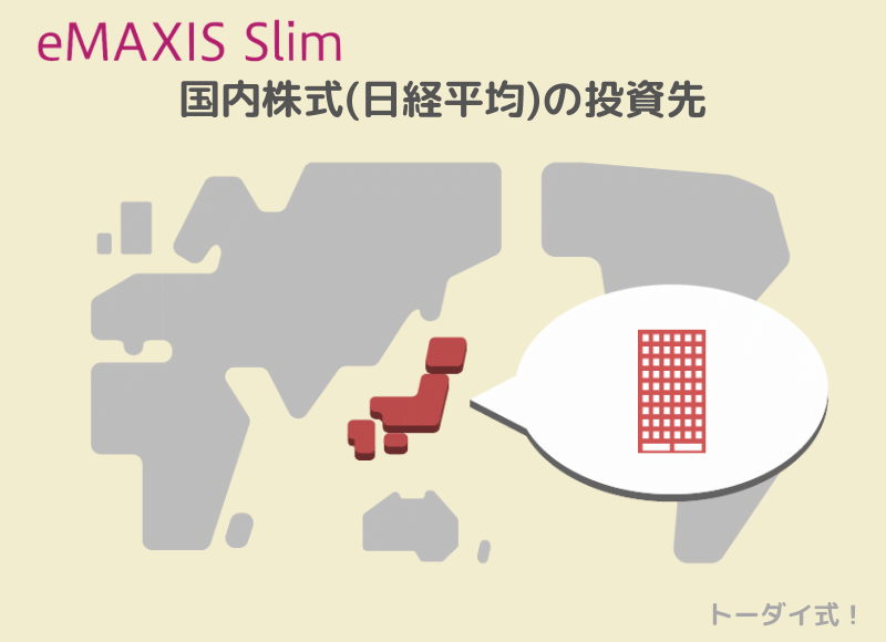 eMAXIS Slim　国内株式（日経平均）は日本の大企業への投資が可能